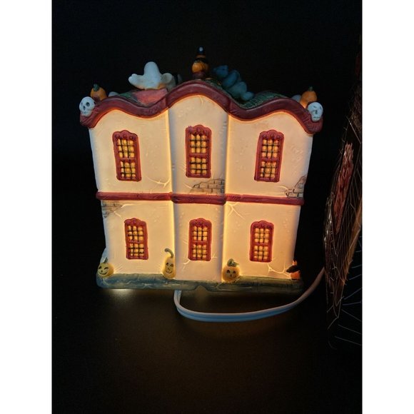 Halloween Harvest Spooky Lighted Porcelain House Haunted Theater - Picture 6 of 14